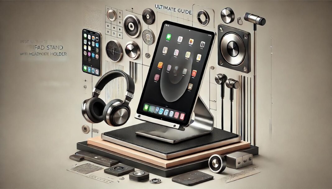 ipad stand with headphone holder